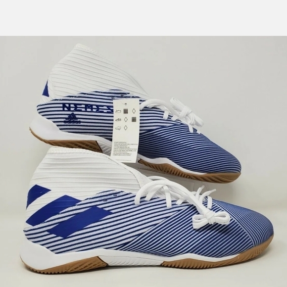 Adidas Men's Nemeziz 19.3 Indoor White Blue Soccer Shoes Size 12 EG7224 New